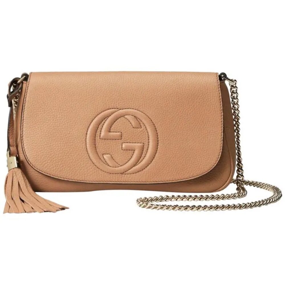 ❌SOLD❌ Authentic Gucci Medium Soho Pebbled Clafskin Leather Long Flap Crossbody